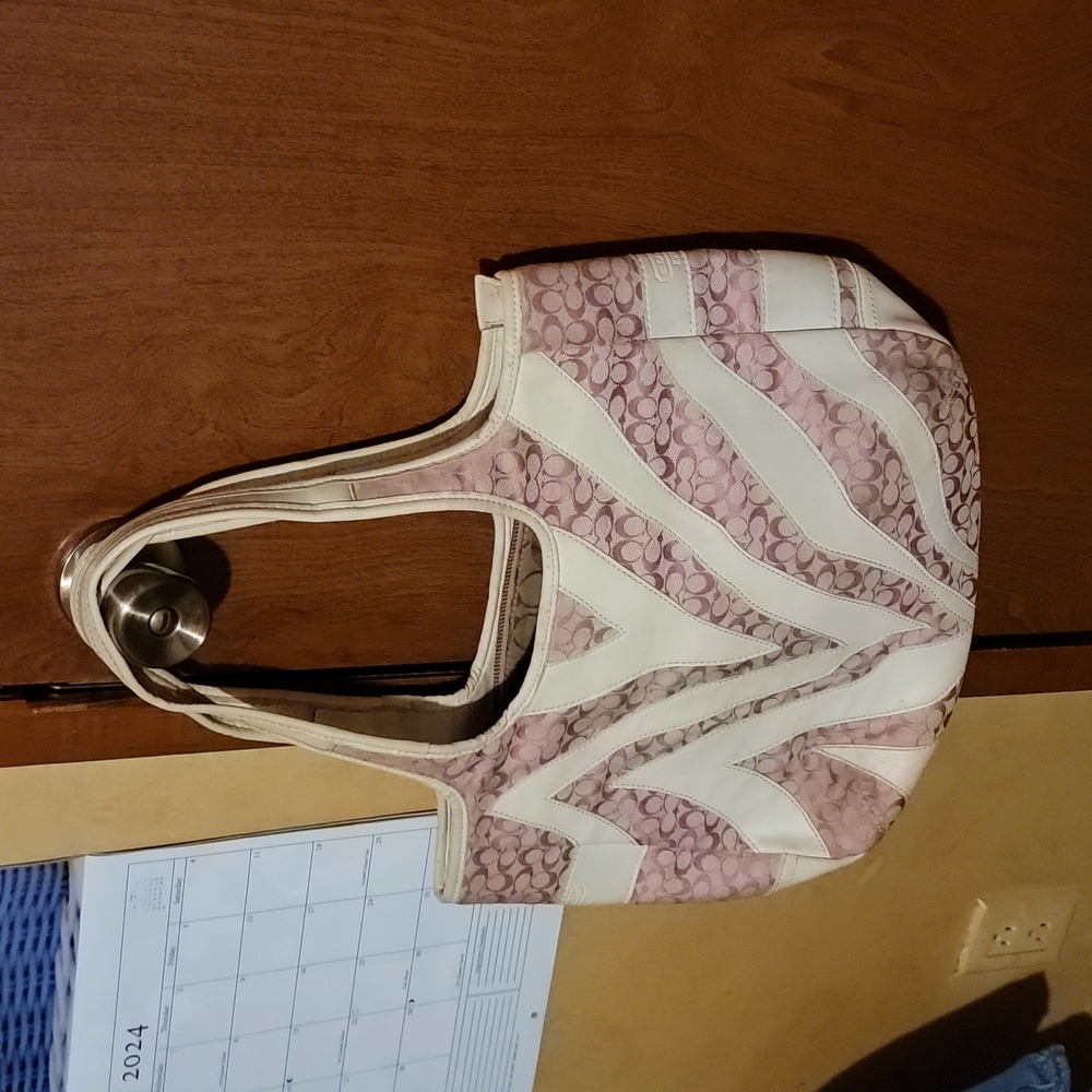 Vintage Coach Pink and White flame